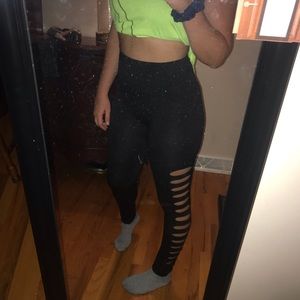 Black slit Leggings / yoga pants